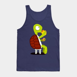 Turtle drinking tea with cookies Tank Top